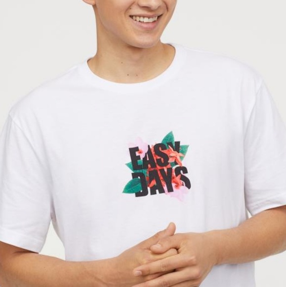 H&M Divided 'easy days' graphic tee white short sleeve Med - Picture 3 of 6